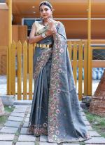 Silk Aqua Blue Wedding Wear Embroidery Work Saree